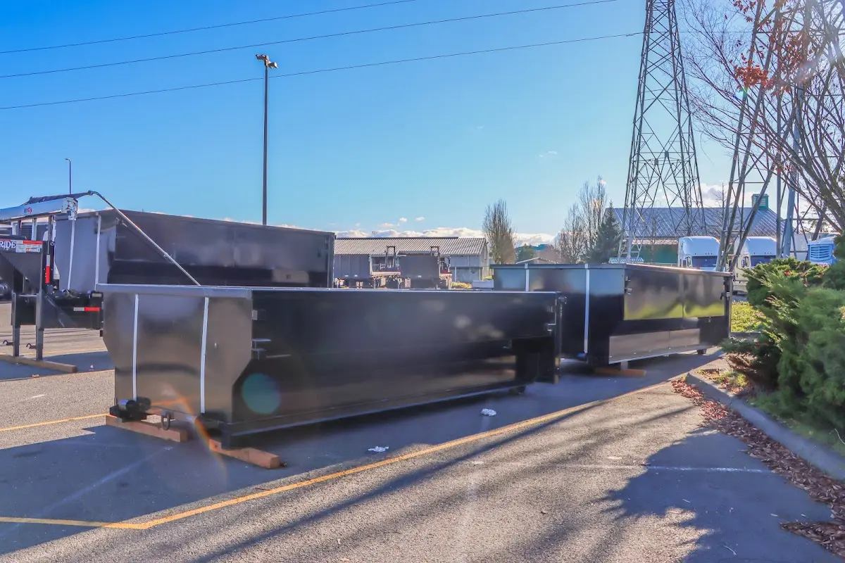 Roll-off dumpster ready for waste disposal at job site for Construction Dumpster Rental in Muskego